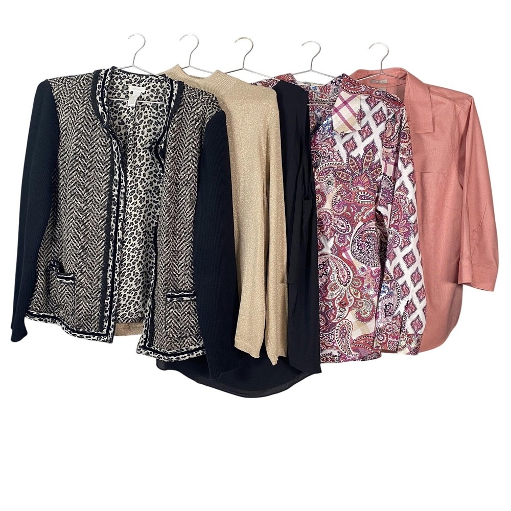 Chicos Tops Lot Womens sz 3 XL Mixed Sweater Jacket Shirt Blouse Paisley No Iron